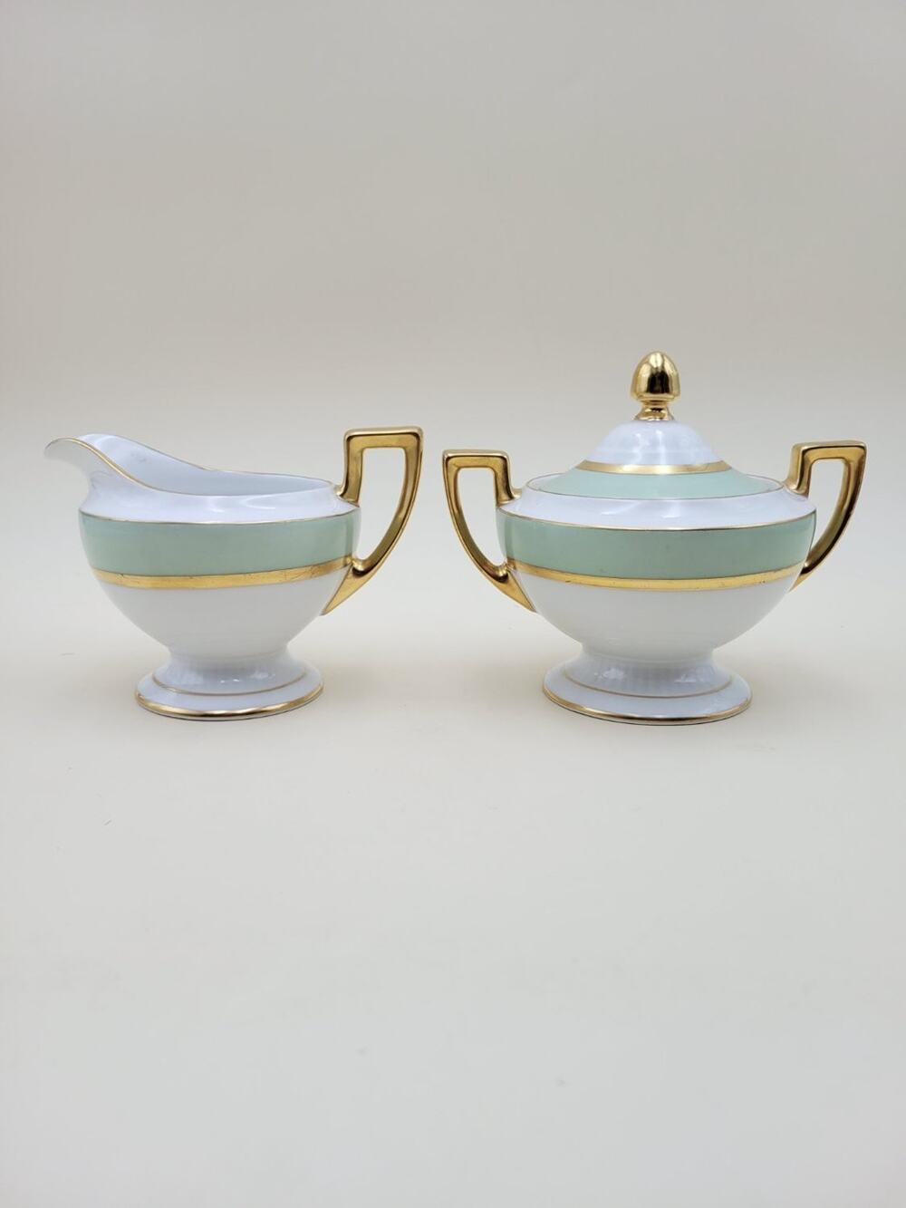 Tirschenreuth Clyde 4245 Creamer & Sugar Set White Porcelain Vintage Bavaria